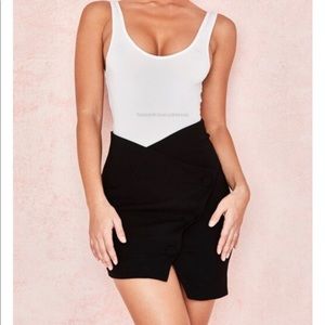 Houseofcb Ramirez Black Crepe Button Down Mini Skirt